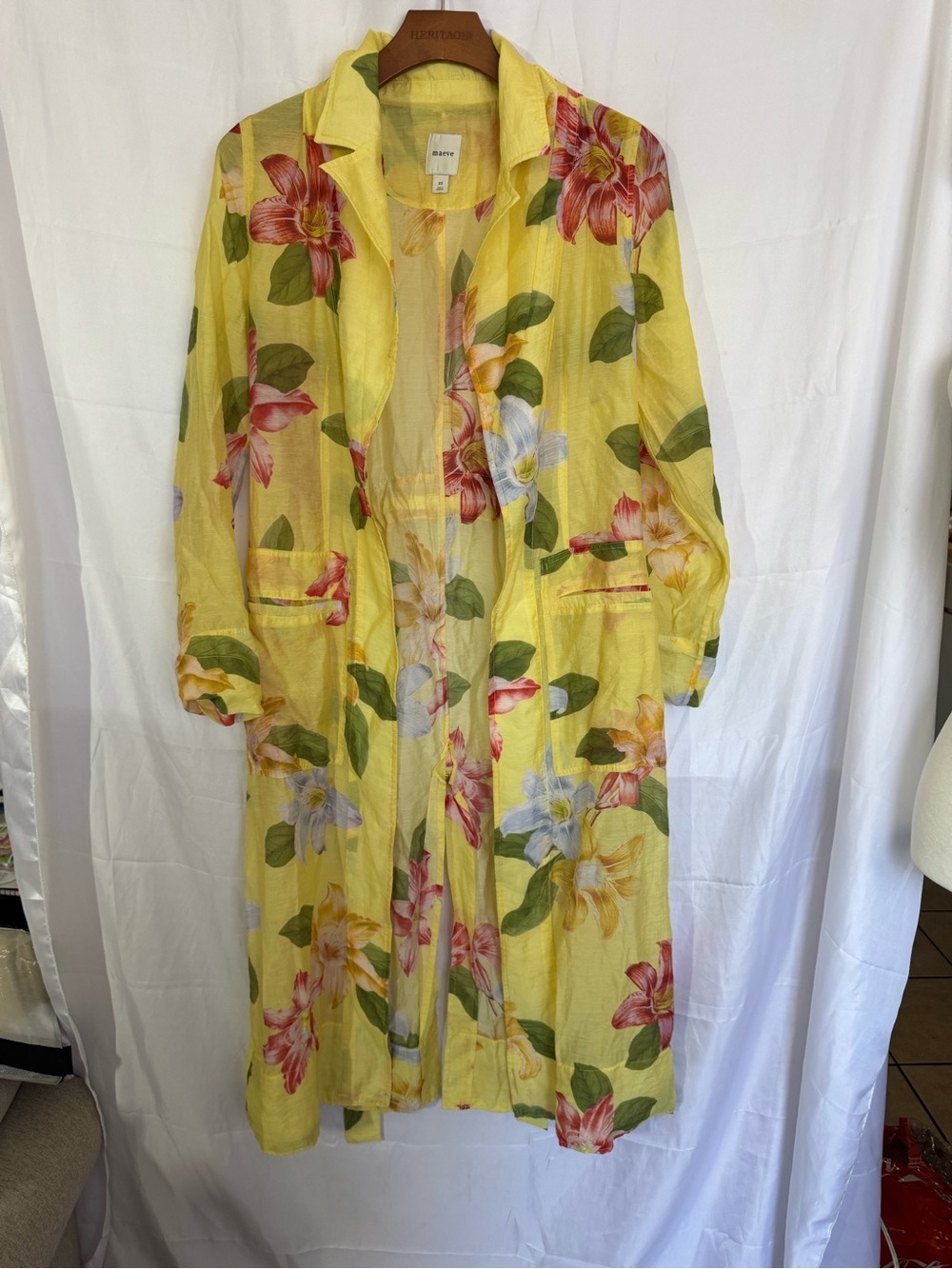 Maeve Sheer Printed Trench Coat size XS - Picture 3 of 8